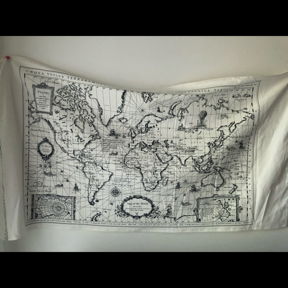 Vintage hand draw world map tapestry 50”*28” uo